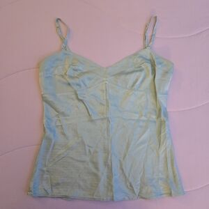 Express Sky Blue Stretch Silk 90s Y2K Bustier Seam Cami Spaghetti Strap Tank EB3